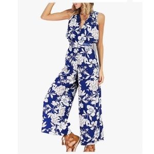 Floral Wide Leg Convertible Top Jumpsuit